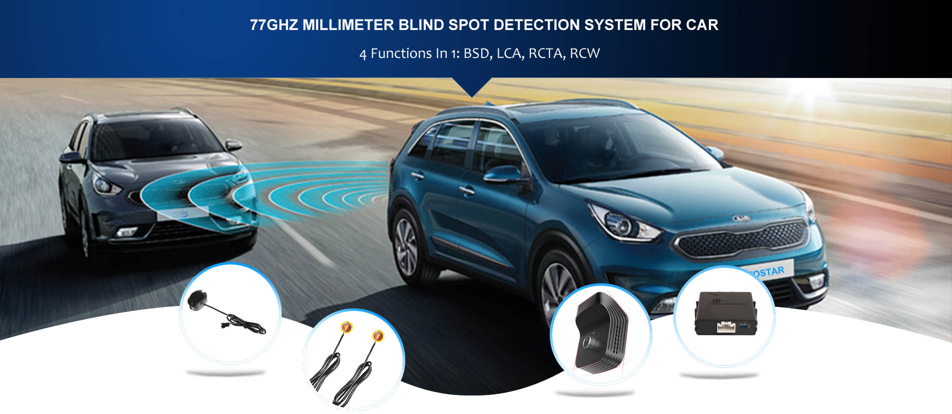77Ghz rear glass blind spot detection for car